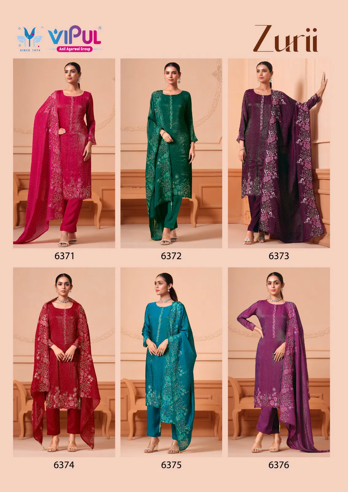 Zurii By Vipul Martini Gold Embroidery Salwar Suits Exporters In India